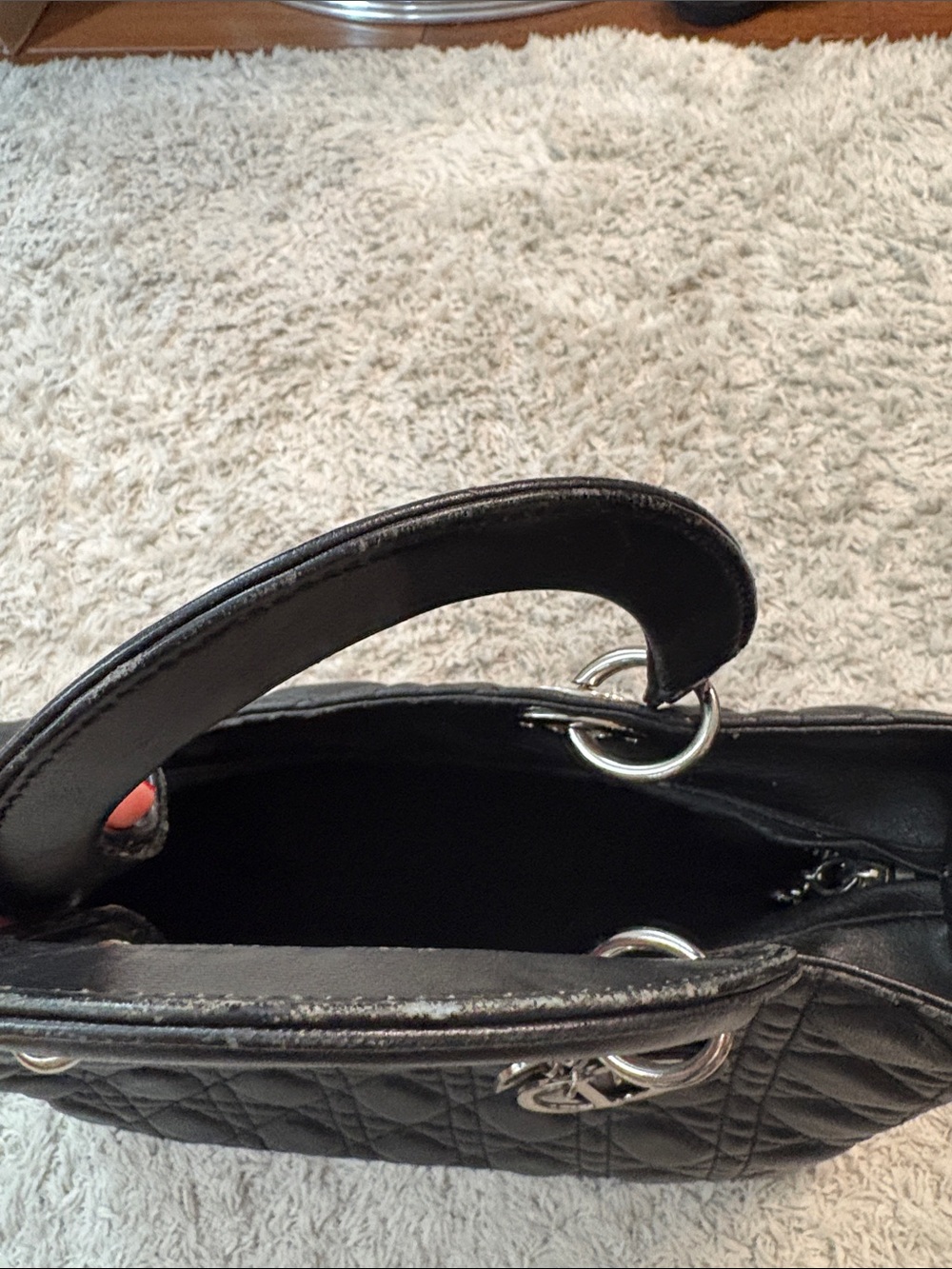 Black Quilted Leather Satchel Handbag - Designer Style - Picture 7 of 13